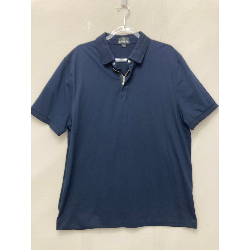 BAOBAB Size 2XL Navy Blue Quarter Zip Polo Shirt Pima Cotton Short Sleeve